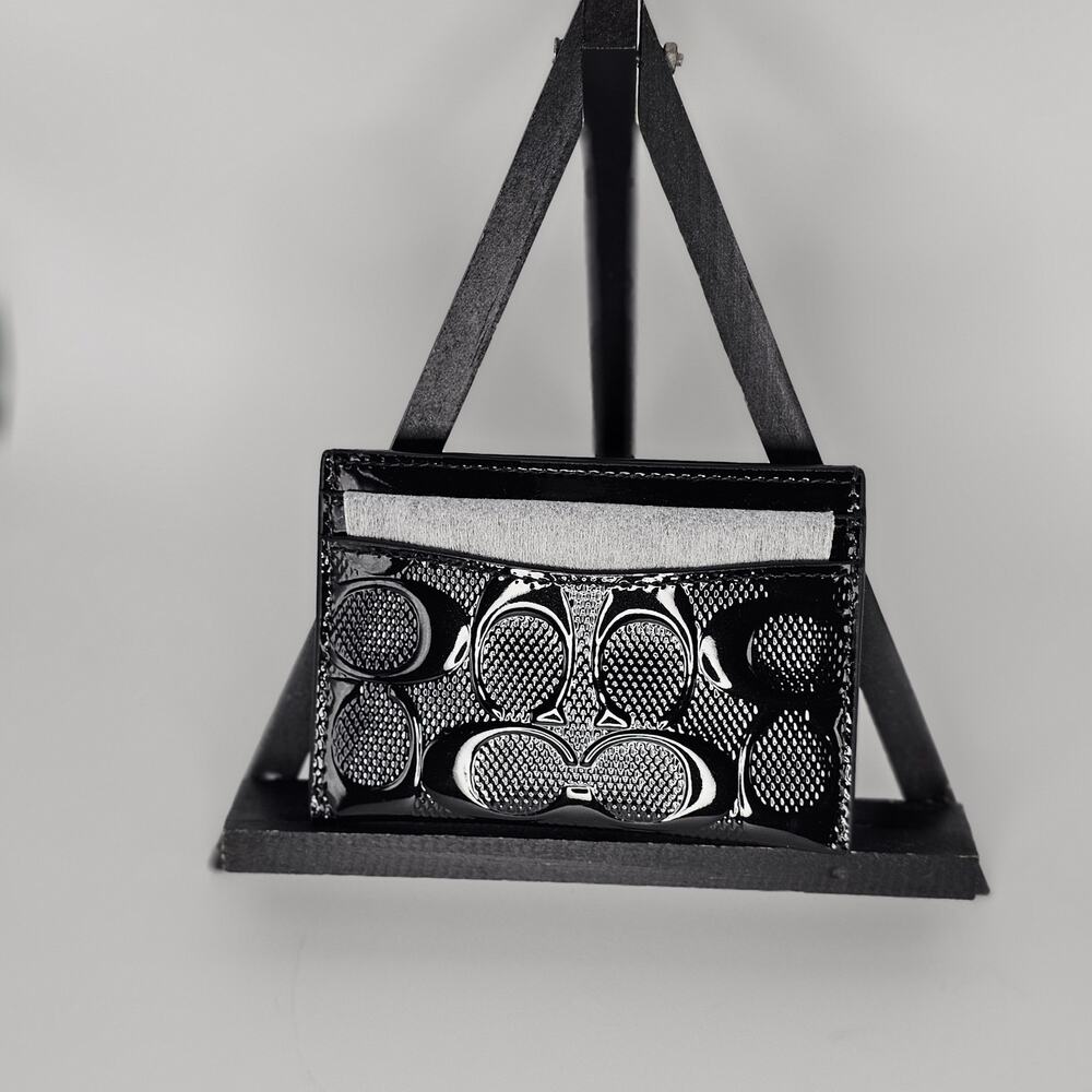 NWT COACH Essential Slim Card Case Wallet Signature Patent Leather w/Gift Box - Picture 2 of 6